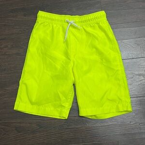 Neon Yellow Lands End 10/12 Slim Swim Trunks